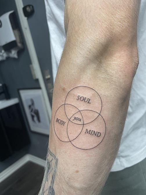 Tatuaje con significado para hombre de palabras de mentalidad